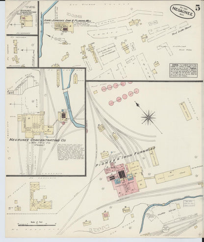 Sanborn Fire Insurance Map from Negaunee, Marquette County, Michigan (1884), Sheet #0005 - Historic Sanborn Fire Insurance Map Print, vintage old map wall art, antique decor, genealogy gift, Michigan Michigan map