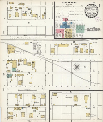 Sanborn Fire Insurance Map from Lincoln, Placer County, California (1893), Sheet #0001 - Complete Map Set gallery image, historic Sanborn map, vintage wall art, California California