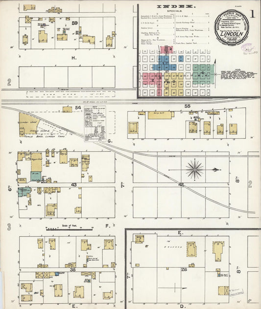 Sanborn Fire Insurance Map from Lincoln, Placer County, California (1893), Sheet #0001 - Complete Map Set gallery image, historic Sanborn map, vintage wall art, California California