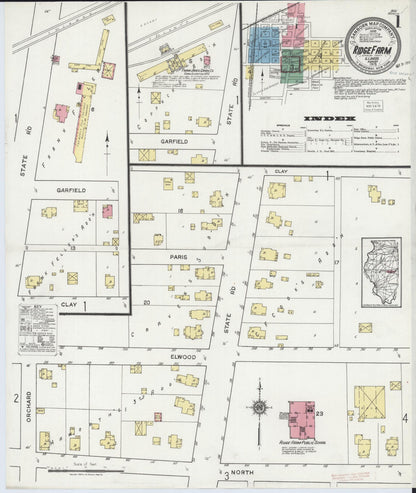 Sanborn Fire Insurance Map from Ridge Farm, Vermilion County, Illinois (1919), Sheet #0001 - Complete Map Set gallery image, historic Sanborn map, vintage wall art, Illinois Illinois