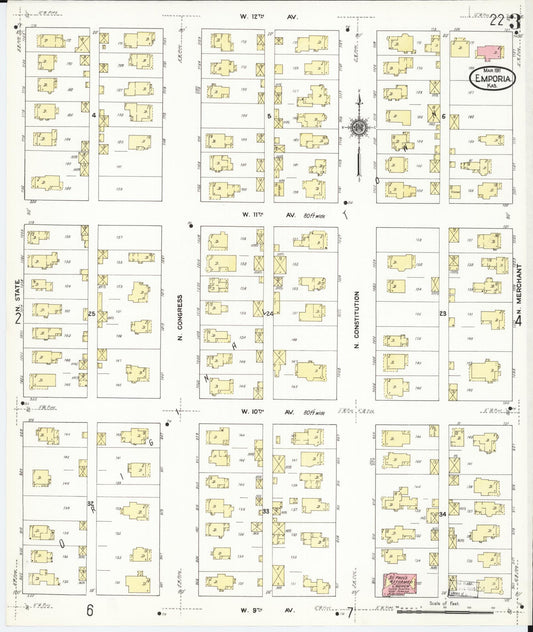 Sanborn Fire Insurance Map from Emporia, Lyon County, Kansas (1911), Sheet #0003 - Historic Sanborn Fire Insurance Map Print, vintage old map wall art, antique decor, genealogy gift, Kansas Kansas map