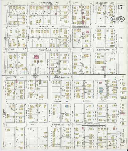 Sanborn Fire Insurance Map from Sapulpa, Creek County, Oklahoma (1920), Sheet #0017 - Complete Map Set gallery image, historic Sanborn map, vintage wall art, Oklahoma Oklahoma