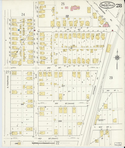 Sanborn Fire Insurance Map from Shelbyville, Shelby County, Indiana (1916), Sheet #0028 - Complete Map Set gallery image, historic Sanborn map, vintage wall art, Indiana Indiana