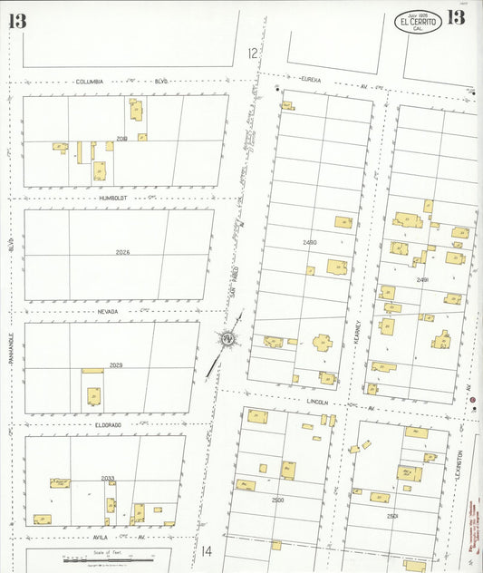 Sanborn Fire Insurance Map from El Cerrito, Contra Costa County, California (1926), Sheet #0013 - Historic Sanborn Fire Insurance Map Print, vintage old map wall art, antique decor, genealogy gift, California California map