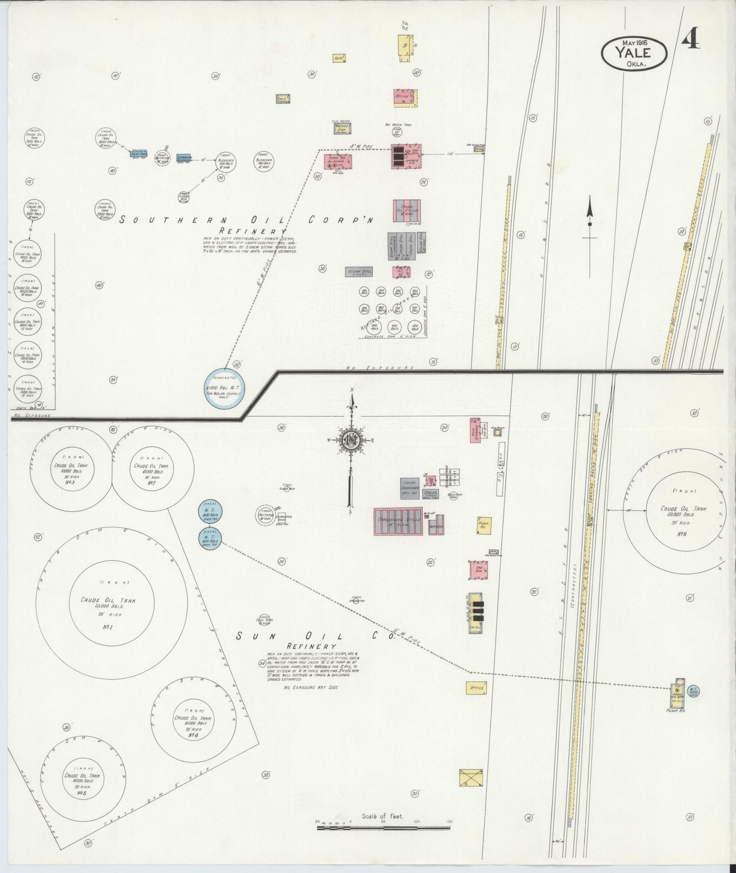 Sanborn Fire Insurance Map from Yale, Payne County, Oklahoma (1916), Sheet #0004 - Historic Sanborn Fire Insurance Map Print, vintage old map wall art, antique decor, genealogy gift, Oklahoma Oklahoma map