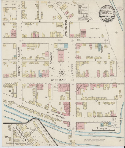 Sanborn Fire Insurance Map from Mifflintown, Juniata County, Pennsylvania (1885), Sheet #0001 - Historic Sanborn Fire Insurance Map Print, vintage old map wall art, antique decor, genealogy gift, Pennsylvania Pennsylvania map