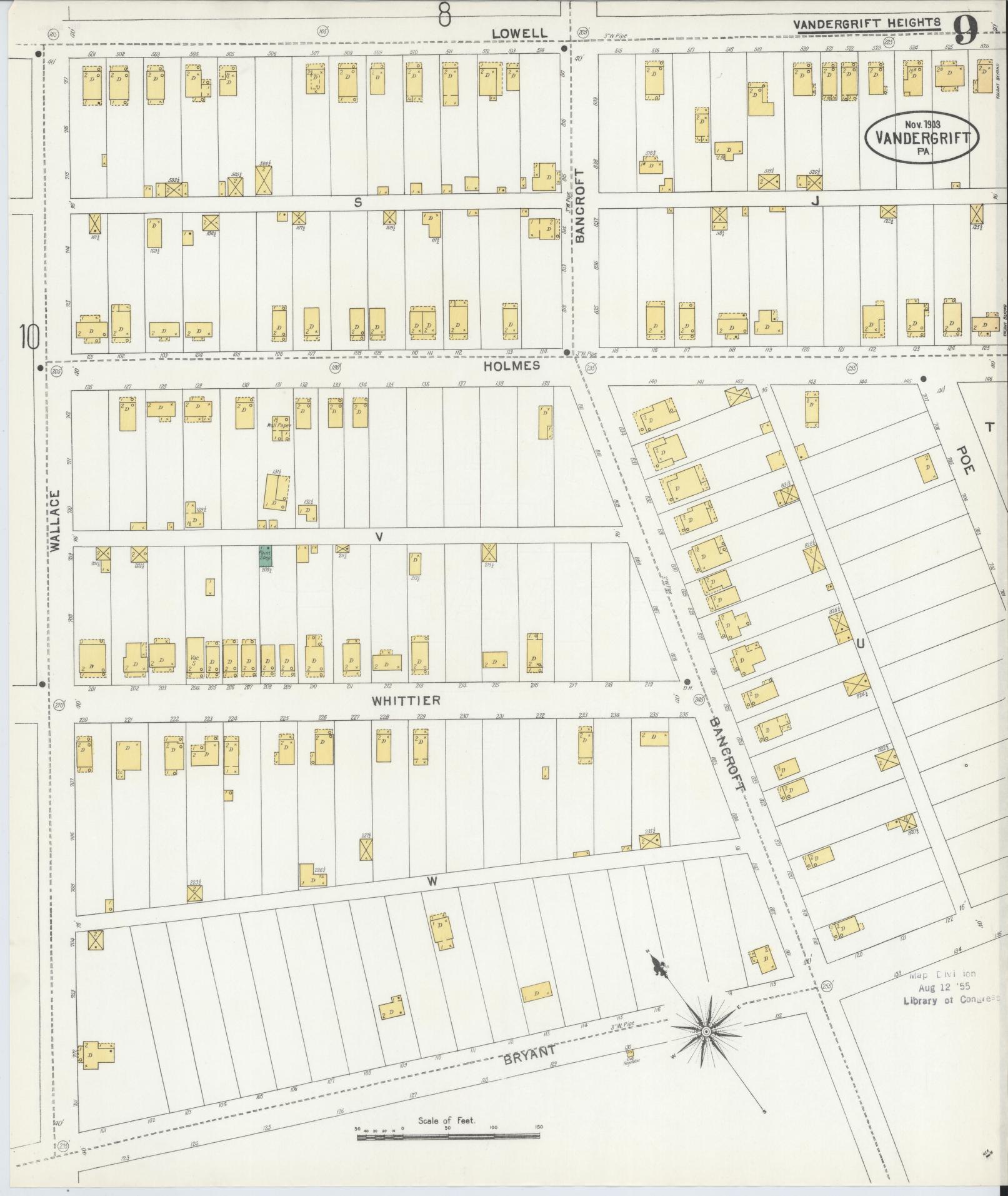 Sanborn Fire Insurance Map from Vandergrift, Westmoreland County, Pennsylvania (1903), Sheet #0009 - Complete Map Set gallery image, historic Sanborn map, vintage wall art, Pennsylvania Pennsylvania
