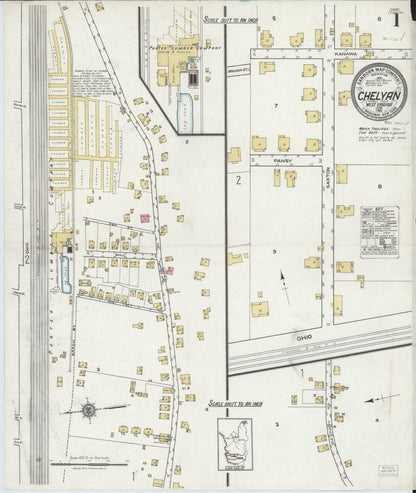 Sanborn Fire Insurance Map from Chelyan, Kanawha County, West Virginia (1921), Sheet #0001 - Complete Map Set gallery image, historic Sanborn map, vintage wall art, West Virginia West Virginia