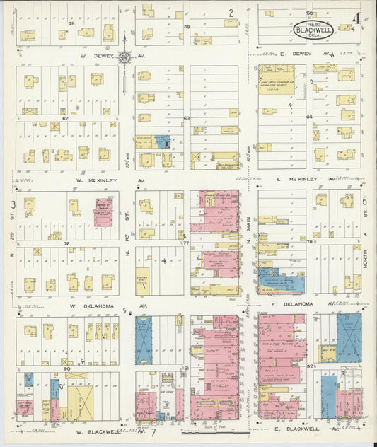 Sanborn Fire Insurance Map from Blackwell, Kay County, Oklahoma (1913), Sheet #0004 - Historic Sanborn Fire Insurance Map Print, vintage old map wall art, antique decor, genealogy gift, Oklahoma Oklahoma map