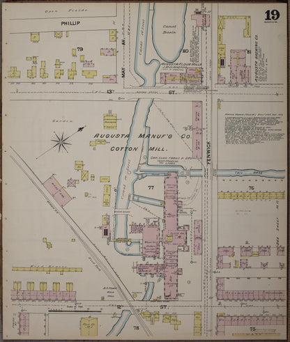 Sanborn Fire Insurance Map from Augusta, Richmond County, Georgia (1890), Sheet #0019 - Complete Map Set gallery image, historic Sanborn map, vintage wall art, Georgia Georgia