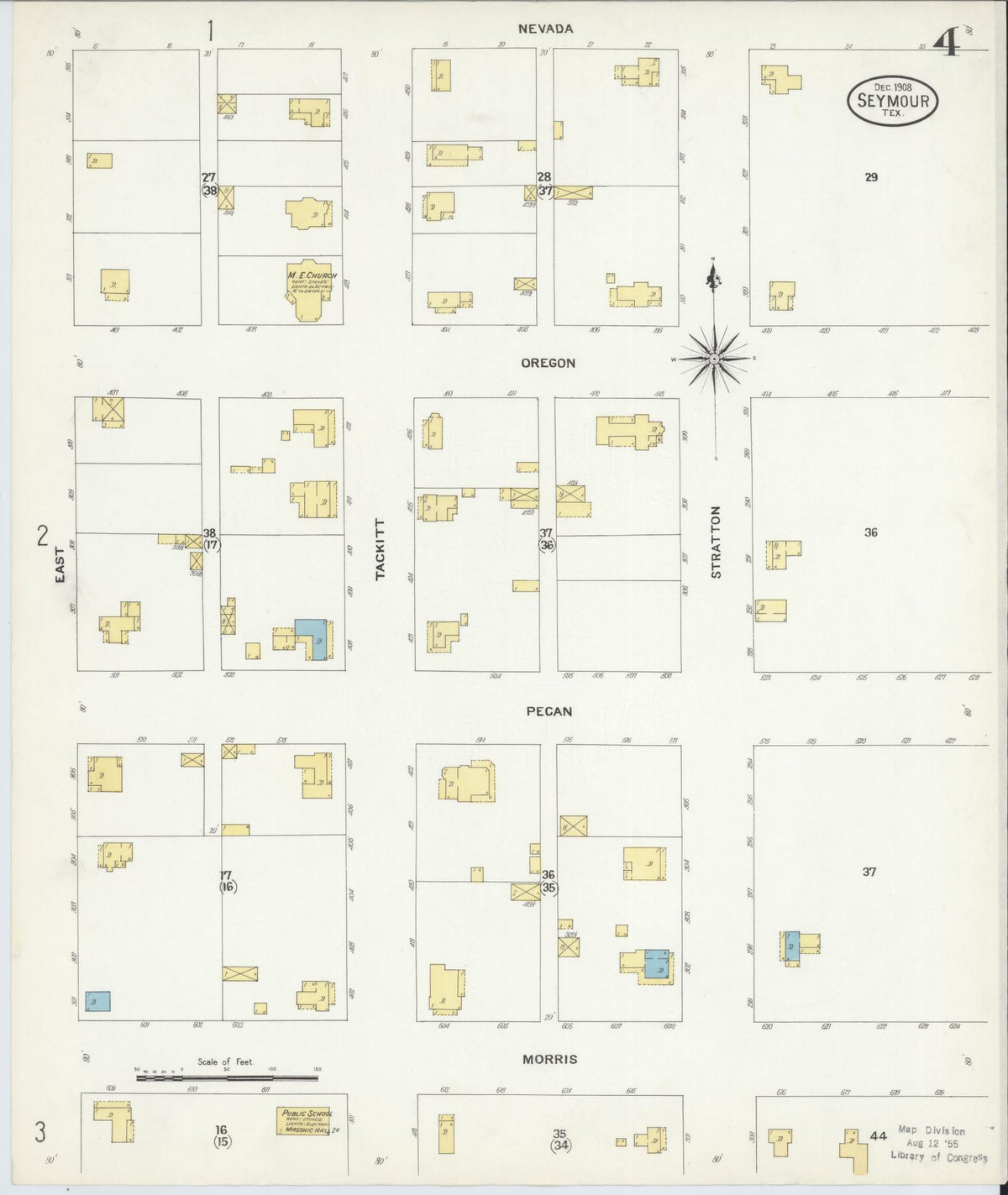 Sanborn Fire Insurance Map from Seymour, Baylor County, Texas (1908), Sheet #0004 - Complete Map Set gallery image, historic Sanborn map, vintage wall art, Texas Texas