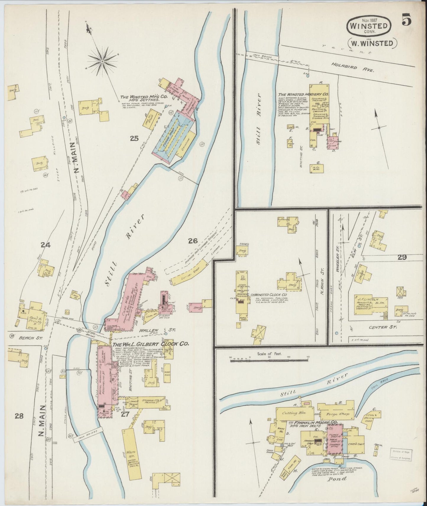 Sanborn Fire Insurance Map from Winsted, Litchfield County, Connecticut (1887), Sheet #0005 - Complete Map Set gallery image, historic Sanborn map, vintage wall art, Connecticut Connecticut