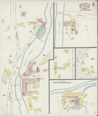 Sanborn Fire Insurance Map from Winsted, Litchfield County, Connecticut (1887), Sheet #0005 - Complete Map Set gallery image, historic Sanborn map, vintage wall art, Connecticut Connecticut