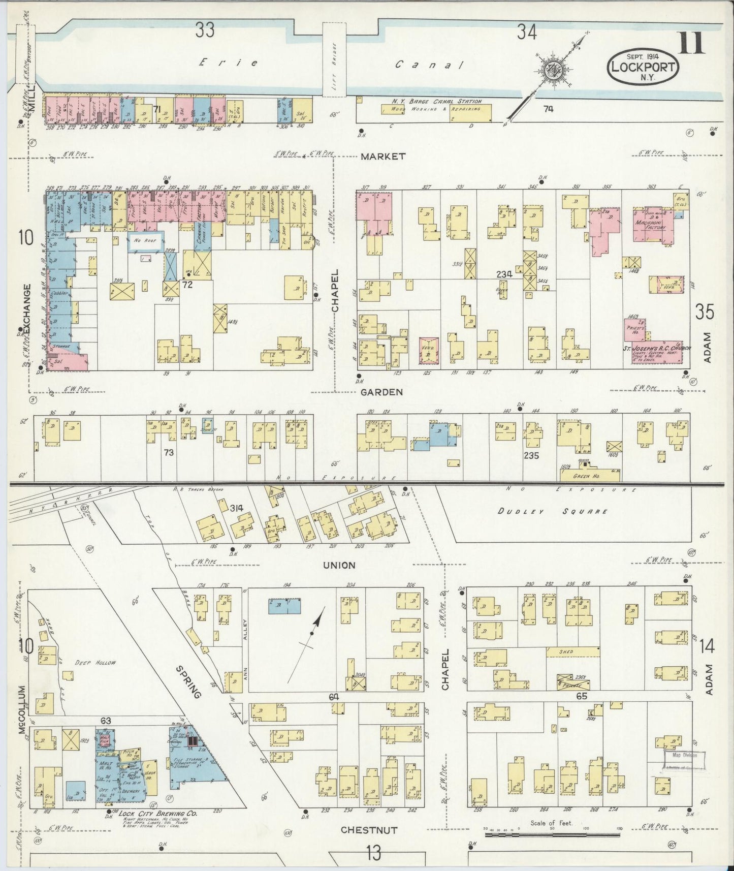Sanborn Fire Insurance Map from Lockport, Niagara County, New York (1914), Sheet #0011 - Complete Map Set gallery image, historic Sanborn map, vintage wall art, New York New York