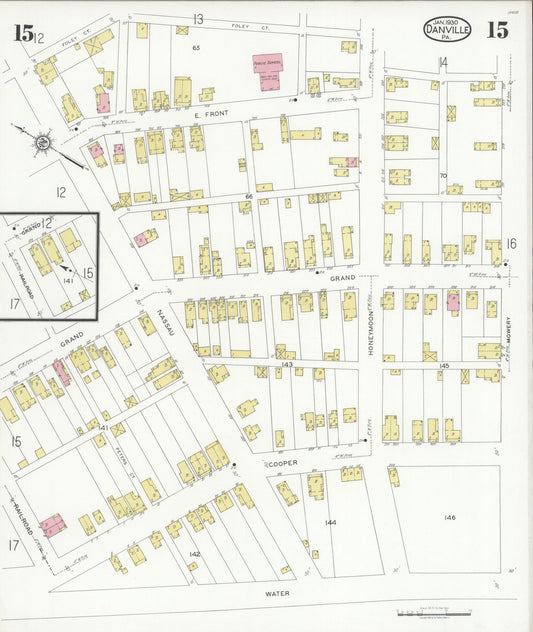 Sanborn Fire Insurance Map from Danville, Montour County, Pennsylvania (1930), Sheet #0015 - Historic Sanborn Fire Insurance Map Print, vintage old map wall art, antique decor, genealogy gift, Pennsylvania Pennsylvania map