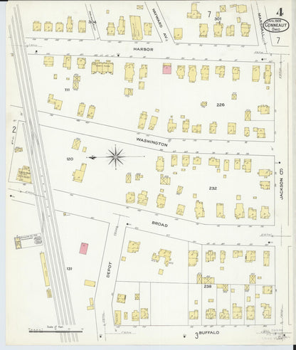 Sanborn Fire Insurance Map from Conneaut, Ashtabula County, Ohio (1909), Sheet #0004 - Historic Sanborn Fire Insurance Map Print, vintage old map wall art, antique decor, genealogy gift, Ohio Ohio map