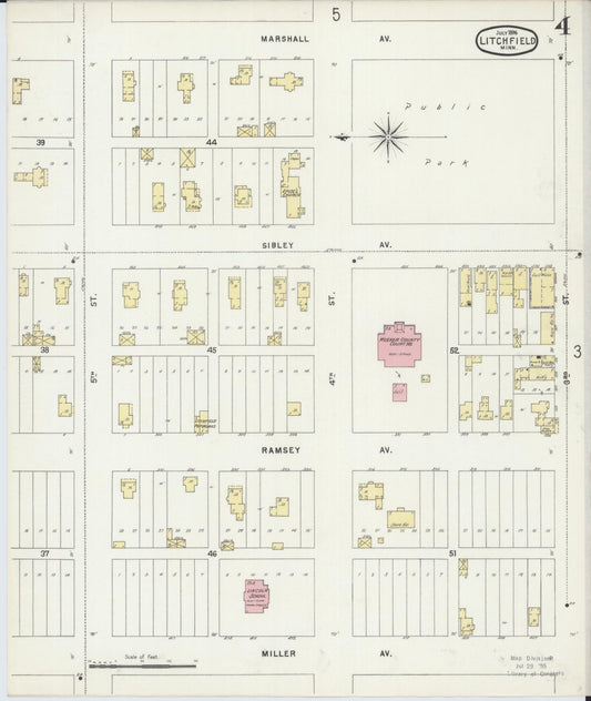 Sanborn Fire Insurance Map from Litchfield, Meeker County, Minnesota (1896), Sheet #0004 - Historic Sanborn Fire Insurance Map Print, vintage old map wall art, antique decor, genealogy gift, Minnesota Minnesota map