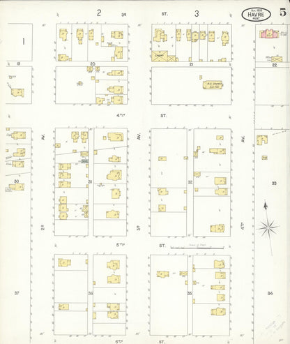 Sanborn Fire Insurance Map from Havre, Hill County, Montana (1903), Sheet #0005 - Complete Map Set gallery image, historic Sanborn map, vintage wall art, Montana Montana