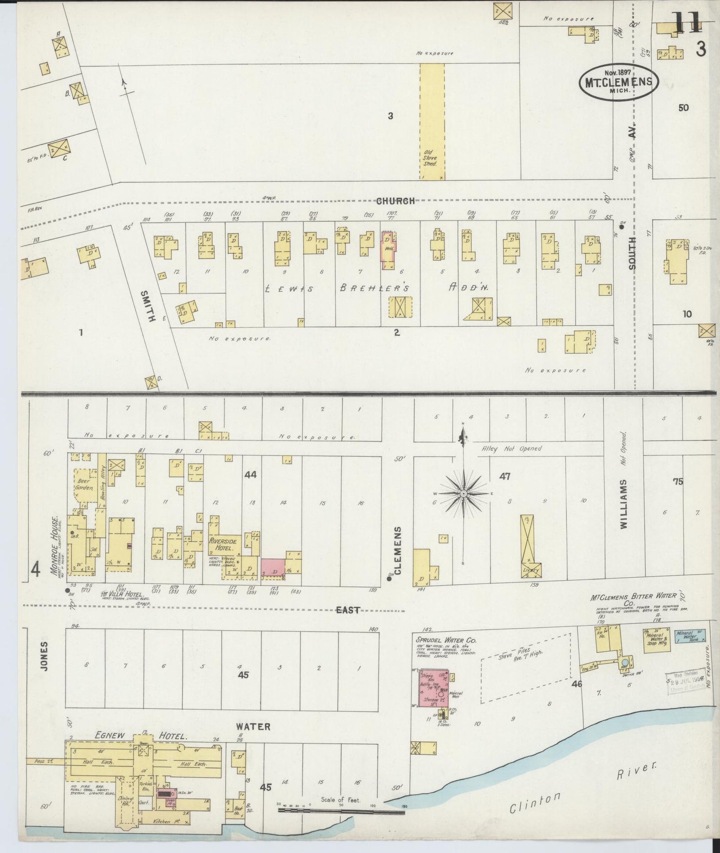 Sanborn Fire Insurance Map from Mount Clemens, Macomb County, Michigan (1897), Sheet #0011 - Complete Map Set gallery image, historic Sanborn map, vintage wall art, Michigan Michigan