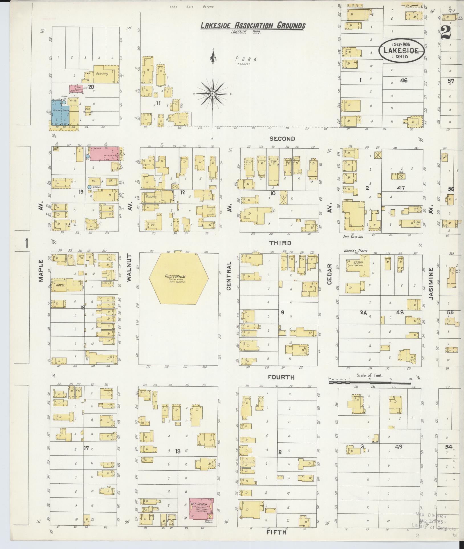 Sanborn Fire Insurance Map from Lakeside, Ottawa County, Ohio (1905), Sheet #0002 - Historic Sanborn Fire Insurance Map Print, vintage old map wall art, antique decor, genealogy gift, Ohio Ohio map
