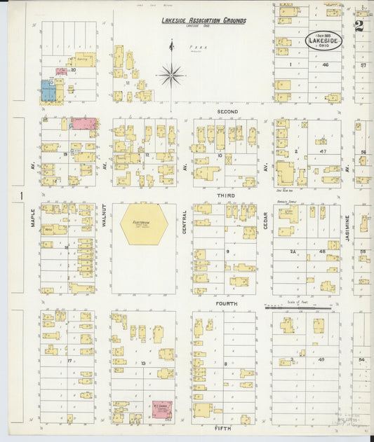 Sanborn Fire Insurance Map from Lakeside, Ottawa County, Ohio (1905), Sheet #0002 - Historic Sanborn Fire Insurance Map Print, vintage old map wall art, antique decor, genealogy gift, Ohio Ohio map