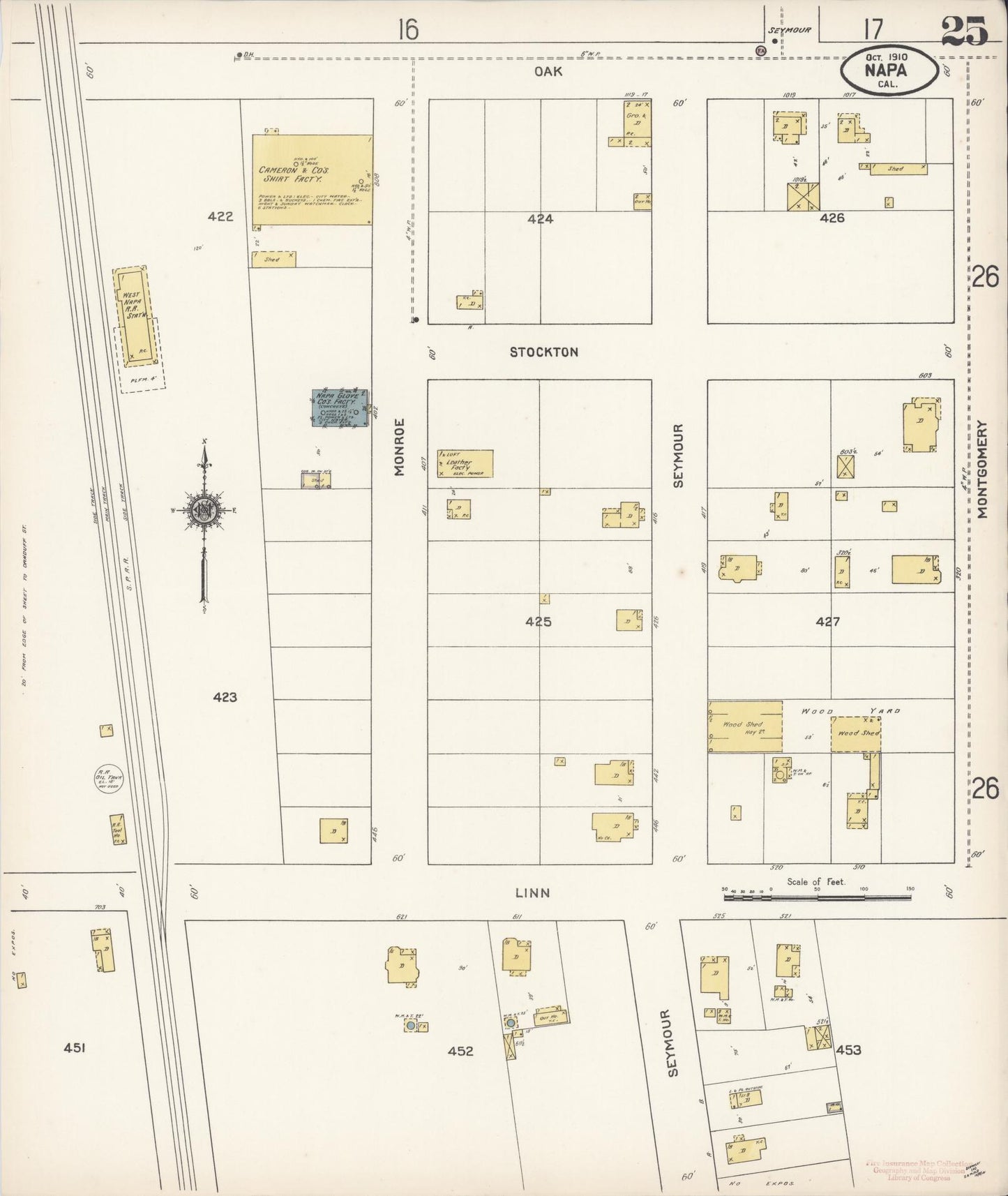 Sanborn Fire Insurance Map from Napa, Napa County, California (1910), Sheet #0025 - Complete Map Set gallery image, historic Sanborn map, vintage wall art, California California