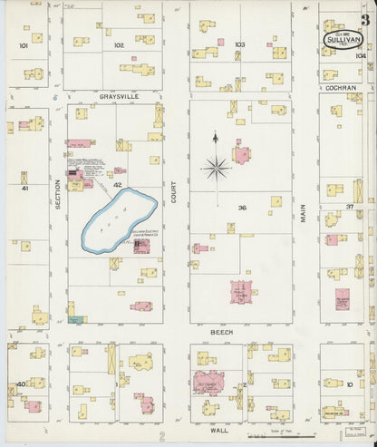 Sanborn Fire Insurance Map from Sullivan, Sullivan County, Indiana (1892), Sheet #0003 - Historic Sanborn Fire Insurance Map Print, vintage old map wall art, antique decor, genealogy gift, Indiana Indiana map