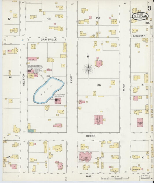 Sanborn Fire Insurance Map from Sullivan, Sullivan County, Indiana (1892), Sheet #0003 - Historic Sanborn Fire Insurance Map Print, vintage old map wall art, antique decor, genealogy gift, Indiana Indiana map