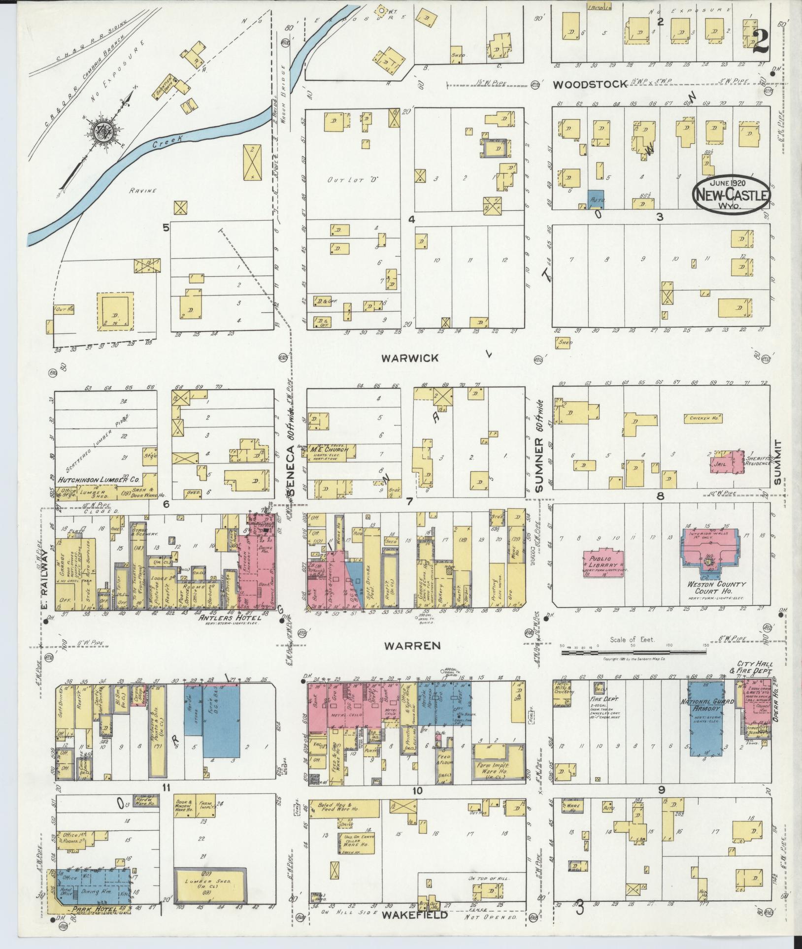 Sanborn Fire Insurance Map from Newcastle, Weston County, Wyoming (1920), Sheet #0002 - Complete Map Set gallery image, historic Sanborn map, vintage wall art, Wyoming Wyoming