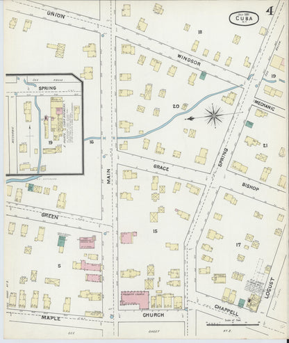 Sanborn Fire Insurance Map from Cuba, Allegany County, New York (1891), Sheet #0004 - Historic Sanborn Fire Insurance Map Print, vintage old map wall art, antique decor, genealogy gift, New York New York map
