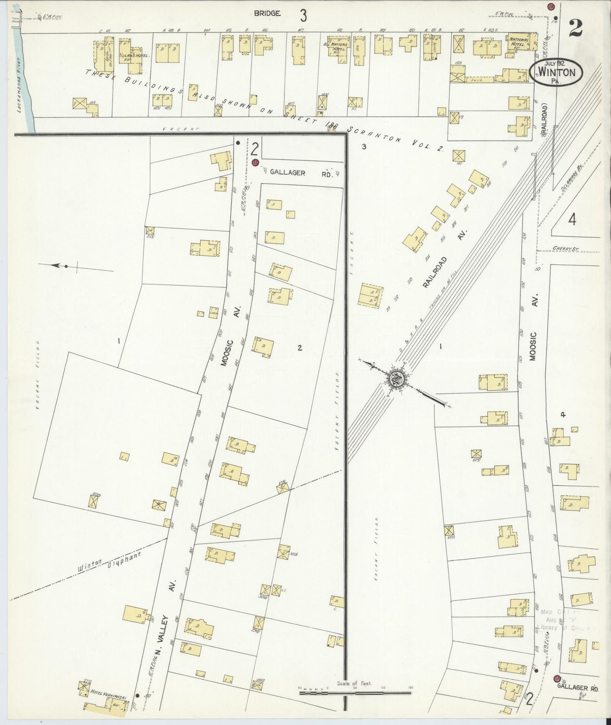 Sanborn Fire Insurance Map from Winton, Lackawanna County, Pennsylvania (1912), Sheet #0002 - Historic Sanborn Fire Insurance Map Print, vintage old map wall art, antique decor, genealogy gift, Pennsylvania Pennsylvania map