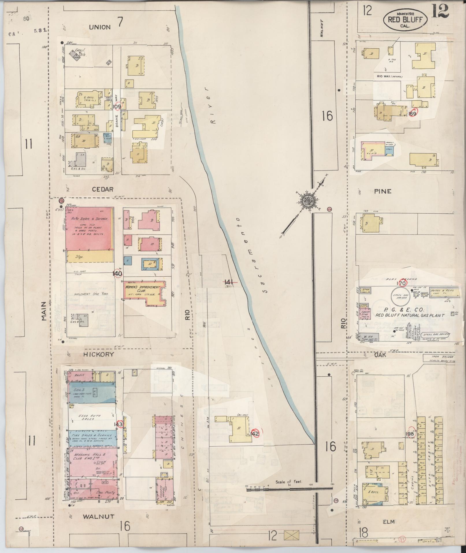 Sanborn Fire Insurance Map from Red Bluff, Tehama County, California (1949), Sheet #0012 - Complete Map Set gallery image, historic Sanborn map, vintage wall art, California California