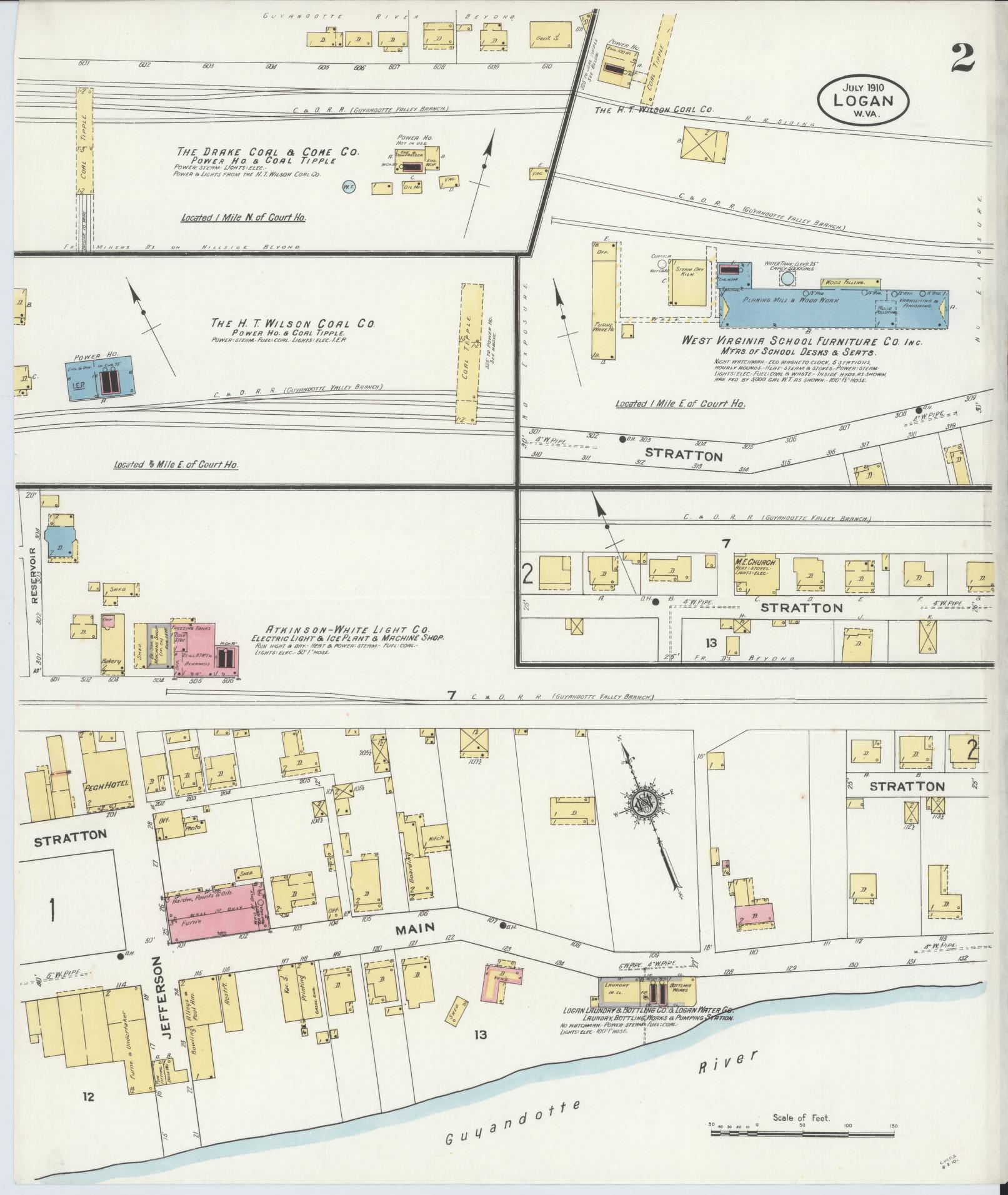 Sanborn Fire Insurance Map from Logan, Logan County, West Virginia (1910), Sheet #0002 - Historic Sanborn Fire Insurance Map Print, vintage old map wall art, antique decor, genealogy gift, West Virginia West Virginia map