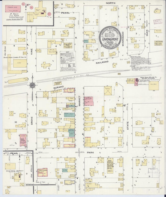 Sanborn Fire Insurance Map from Union Grove, Racine County, Wisconsin (1910), Sheet #0001 - Historic Sanborn Fire Insurance Map Print, vintage old map wall art, antique decor, genealogy gift, Wisconsin Wisconsin map
