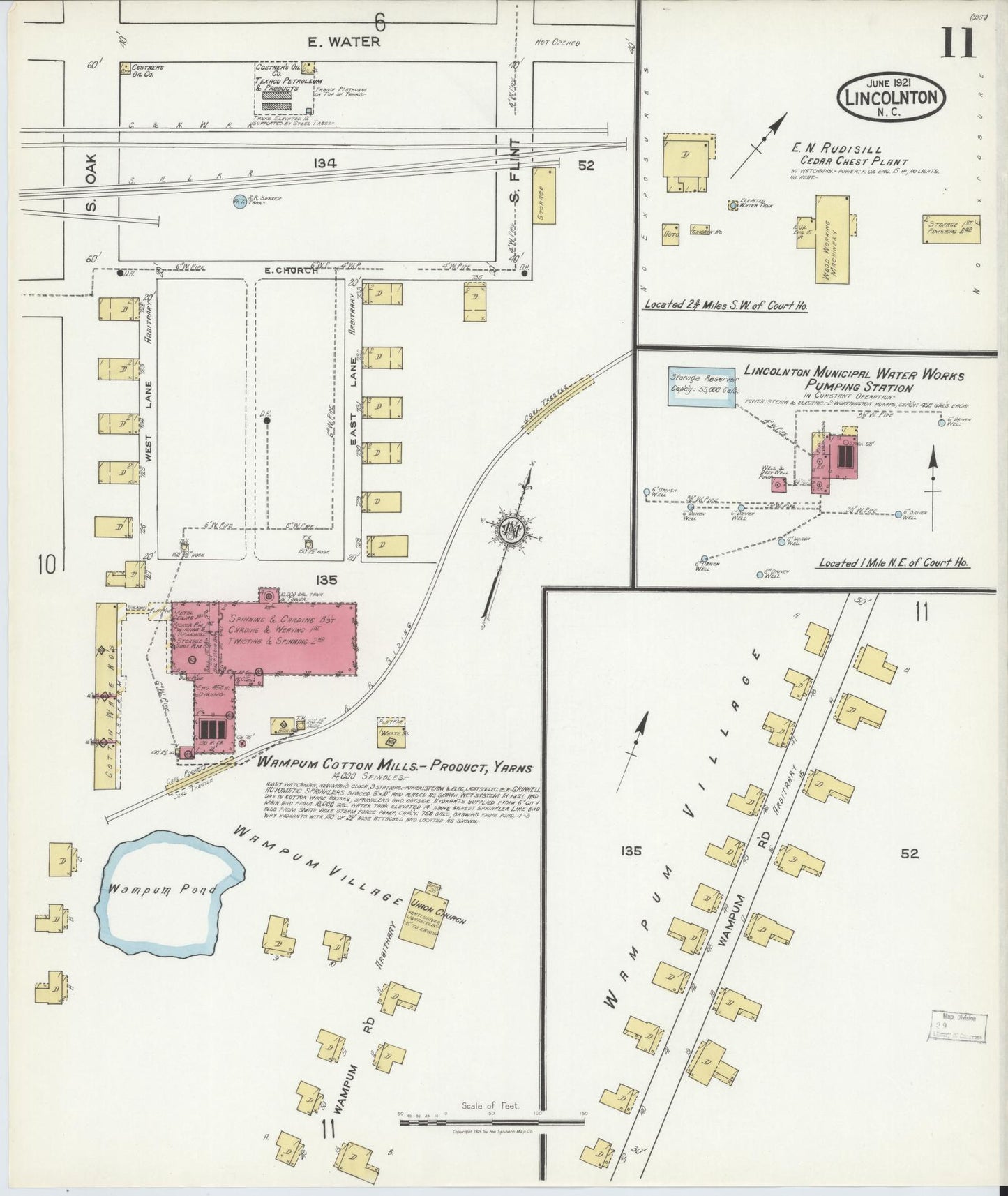 Sanborn Fire Insurance Map from Lincolnton, Lincoln County, North Carolina (1921), Sheet #0011 - Complete Map Set gallery image, historic Sanborn map, vintage wall art, North Carolina North Carolina