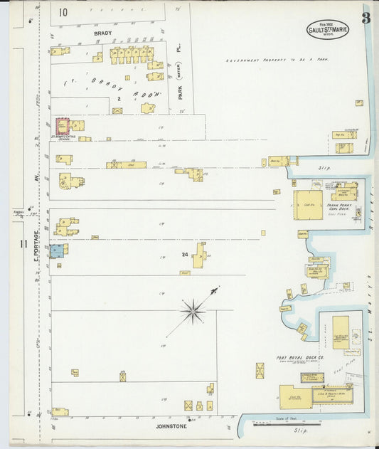 Sanborn Fire Insurance Map from Sault Sainte Marie, Chippewa County, Michigan (1902), Sheet #0003 - Historic Sanborn Fire Insurance Map Print, vintage old map wall art, antique decor, genealogy gift, Michigan Michigan map