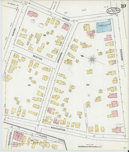 Sanborn Fire Insurance Map from Auburn, Cayuga County, New York (1892), Sheet #0019 - Complete Map Set gallery image, historic Sanborn map, vintage wall art, New York New York