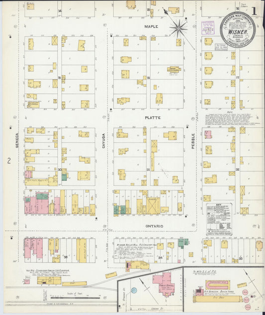 Sanborn Fire Insurance Map from Wisner, Cuming County, Nebraska (1904), Sheet #0001 - Historic Sanborn Fire Insurance Map Print, vintage old map wall art, antique decor, genealogy gift, Nebraska Nebraska map