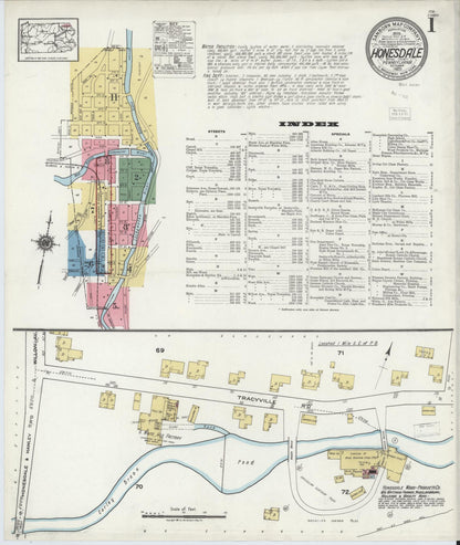 Sanborn Fire Insurance Map from Honesdale, Wayne County, Pennsylvania (1920), Sheet #0001 - Complete Map Set gallery image, historic Sanborn map, vintage wall art, Pennsylvania Pennsylvania