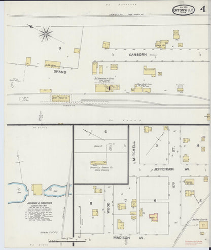 Sanborn Fire Insurance Map from Ortonville, Big Stone County, Minnesota (1893), Sheet #0004 - Historic Sanborn Fire Insurance Map Print, vintage old map wall art, antique decor, genealogy gift, Minnesota Minnesota map