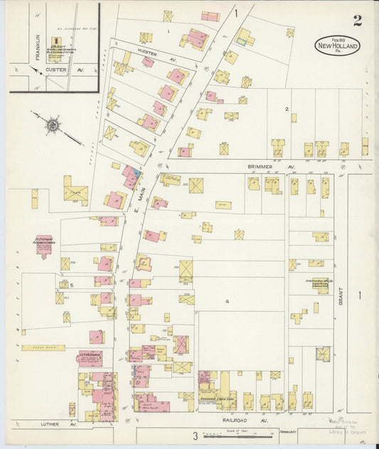 Sanborn Fire Insurance Map from New Holland, Lancaster County, Pennsylvania (1913), Sheet #0002 - Historic Sanborn Fire Insurance Map Print, vintage old map wall art, antique decor, genealogy gift, Pennsylvania Pennsylvania map