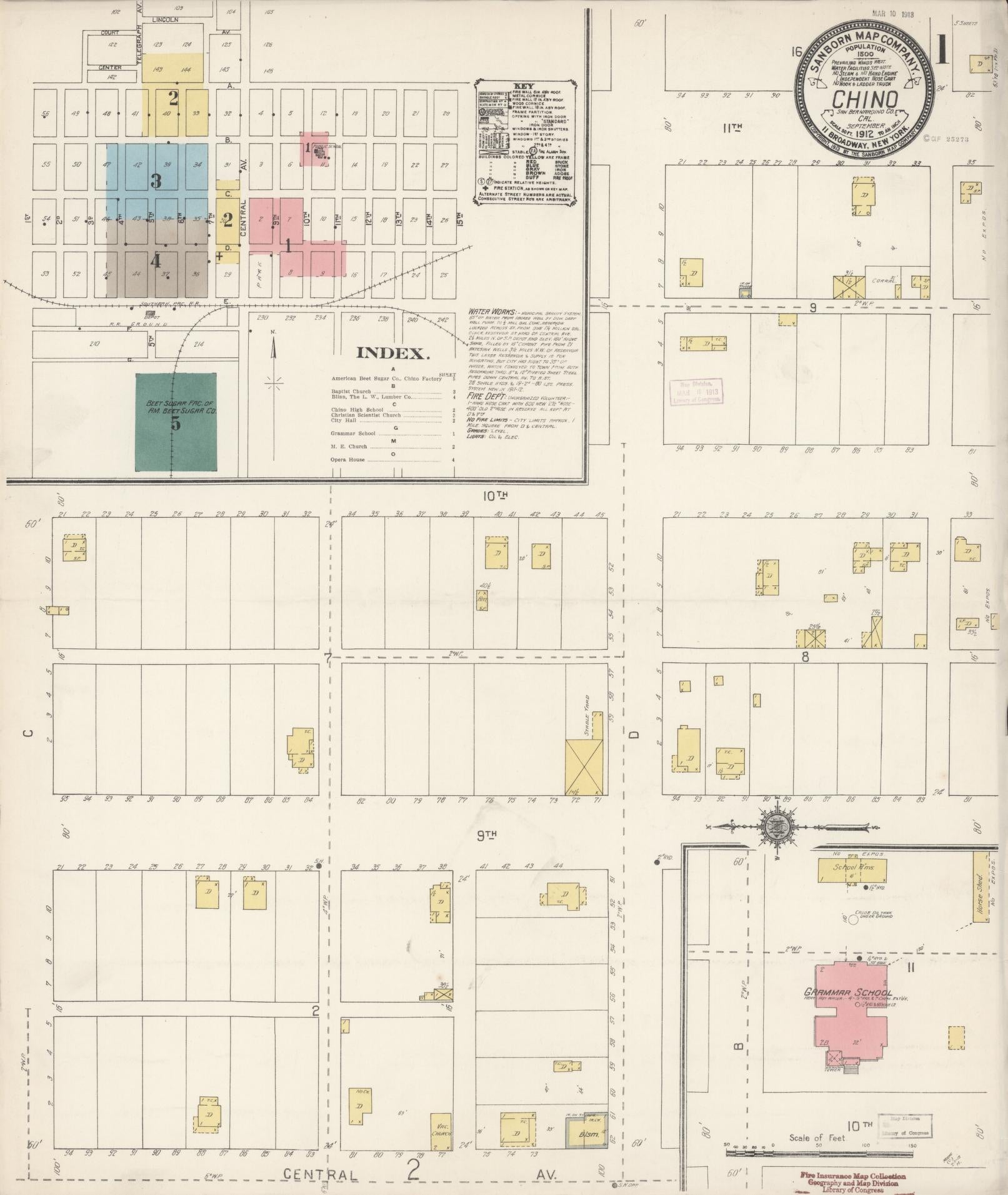 Sanborn Fire Insurance Map from Chino, San Bernardino County, California (1912), Sheet #0001 - Complete Map Set gallery image, historic Sanborn map, vintage wall art, California California