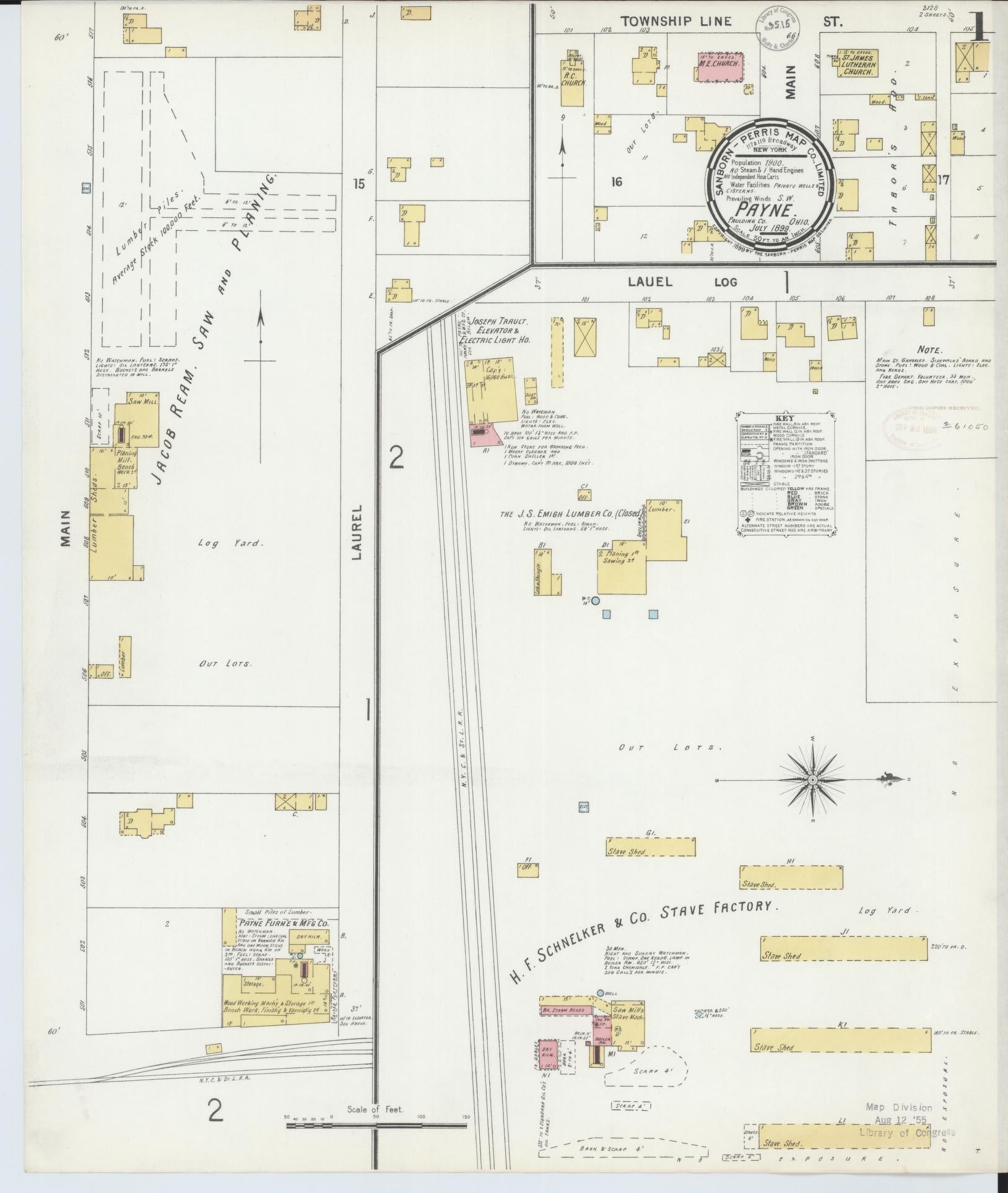 Sanborn Fire Insurance Map from Payne, Paulding County, Ohio (1899), Sheet #0001 - Complete Map Set gallery image, historic Sanborn map, vintage wall art, Ohio Ohio
