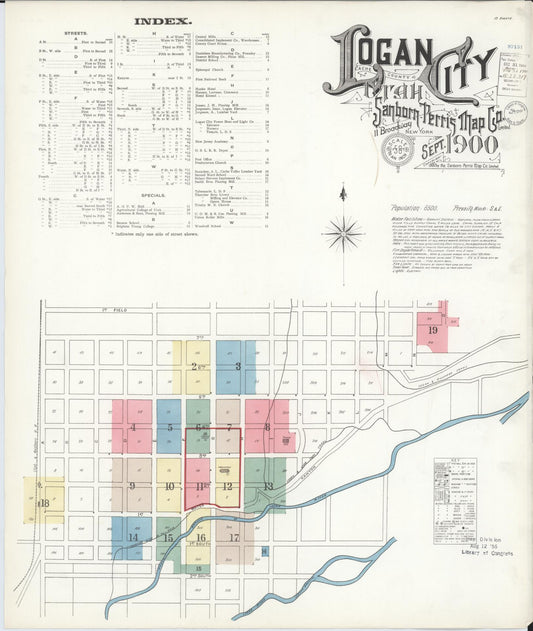 Sanborn Fire Insurance Map from Logan, Cache County, Utah (1900), Sheet #0001 - Complete Map Set gallery image, historic Sanborn map, vintage wall art, Utah Utah