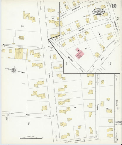 Sanborn Fire Insurance Map from Spencer, Worcester County, Massachusetts (1912), Sheet #0010 - Complete Map Set gallery image, historic Sanborn map, vintage wall art, Massachusetts Massachusetts