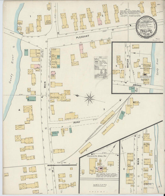 Sanborn Fire Insurance Map from Phillips, Franklin County, Maine (1897), Sheet #0001 - Historic Sanborn Fire Insurance Map Print, vintage old map wall art, antique decor, genealogy gift, Maine Maine map