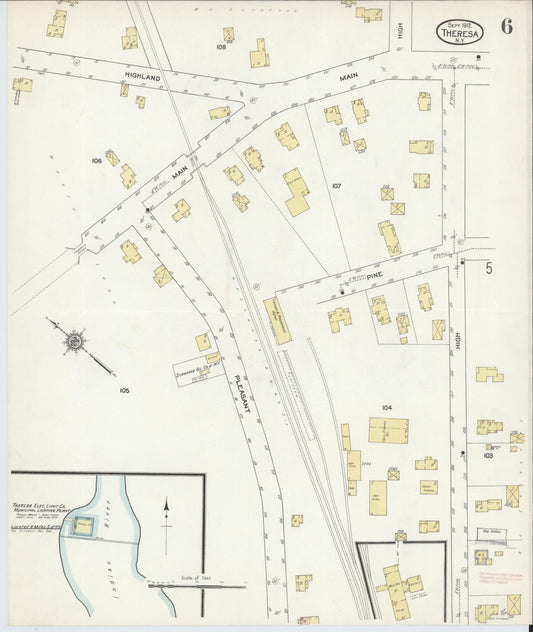 Sanborn Fire Insurance Map from Theresa, Jefferson County, New York (1912), Sheet #0006 - Historic Sanborn Fire Insurance Map Print, vintage old map wall art, antique decor, genealogy gift, New York New York map