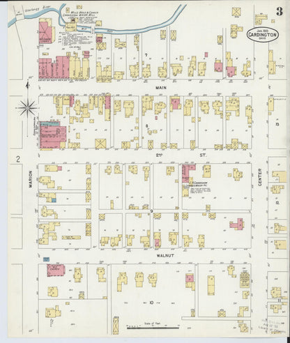 Sanborn Fire Insurance Map from Cardington, Morrow County, Ohio (1903), Sheet #0003 - Historic Sanborn Fire Insurance Map Print, vintage old map wall art, antique decor, genealogy gift, Ohio Ohio map