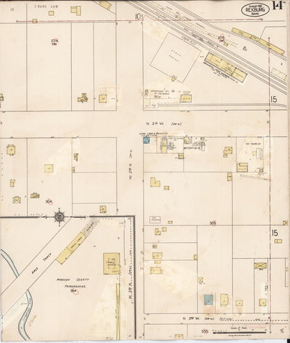 Sanborn Fire Insurance Map from Rexburg, Madison County, Idaho (1943), Sheet #0014 - Complete Map Set gallery image, historic Sanborn map, vintage wall art, Idaho Idaho
