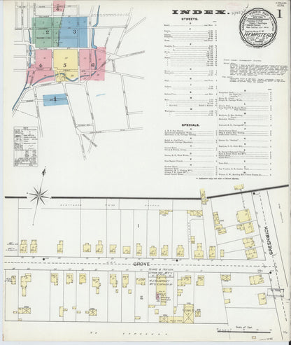 Sanborn Fire Insurance Map from Hempstead, Nassau County, New York (1892), Sheet #0001 - Complete Map Set gallery image, historic Sanborn map, vintage wall art, New York New York
